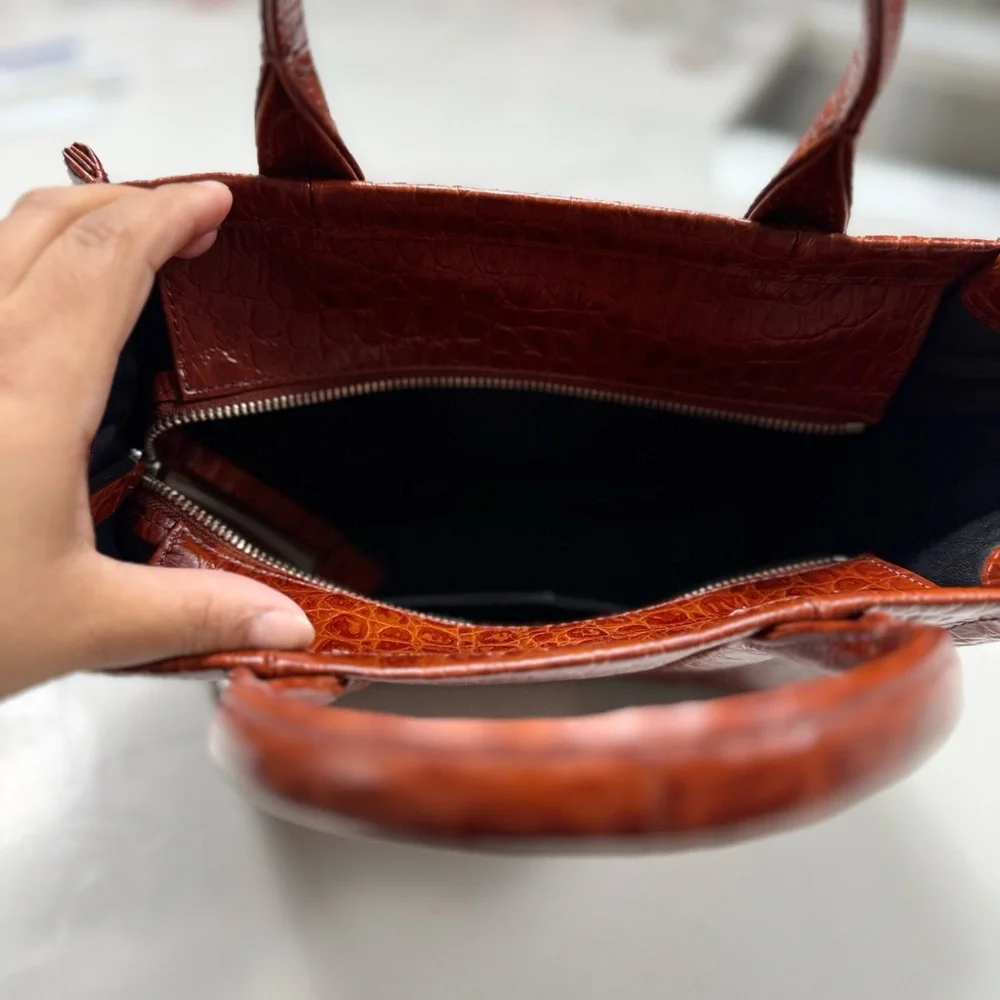 Marc Jacobs Cognac Croc-Embossed Tote - Picture 3 of 8